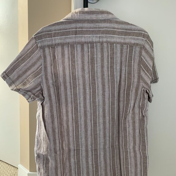 Men Linen & Cotton Button Down Short Sleeved Shirt - Picture 4 of 4